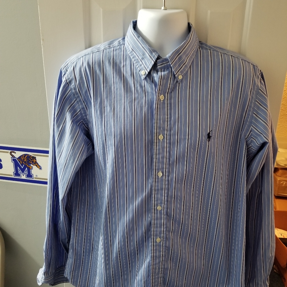 Blue pants drive Ralph Lauren polo button-down siz